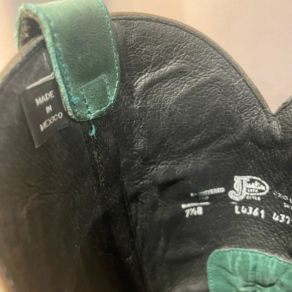 ~Turquoise Justin Women’s Marino Cowboy Boots ~ - Picture 6 of 10